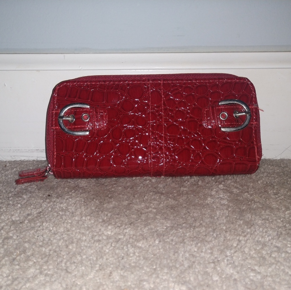 Patent red wallet
